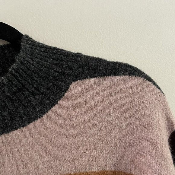 Express Women Sz M Multicolor Striped Mock Neck Long Sleeve Pullover Sweater - Picture 5 of 8